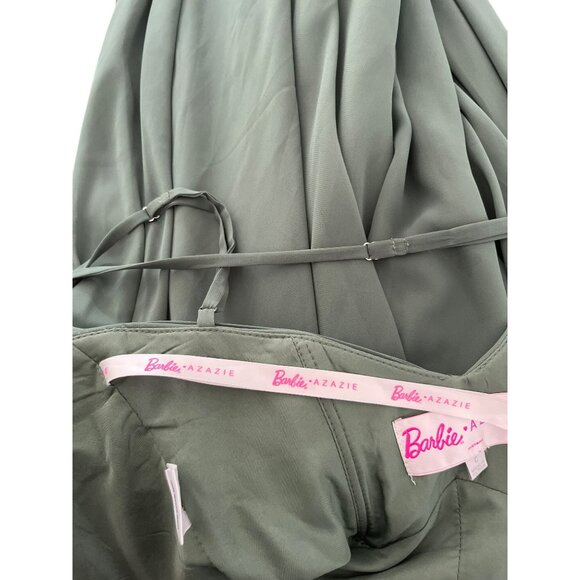 Barbie Azazie A-Line Chiffon Bridesmaid Dress Eucalyptus With Spaghetti Straps - Picture 7 of 9